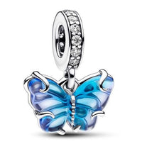 Pandora Butterfly Pendant Charm Murano Glass Blue 792698C01