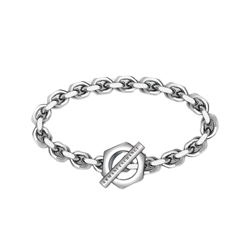 Armani Exchange Bracciale Uomo in Acciaio Inossidabile Catena Argento