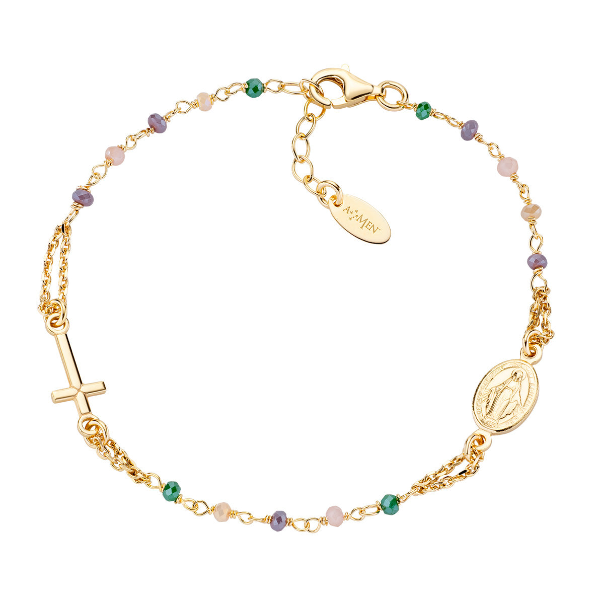 Amen rosary bracelet for women with crystal rosaries BRO10GTOVE3