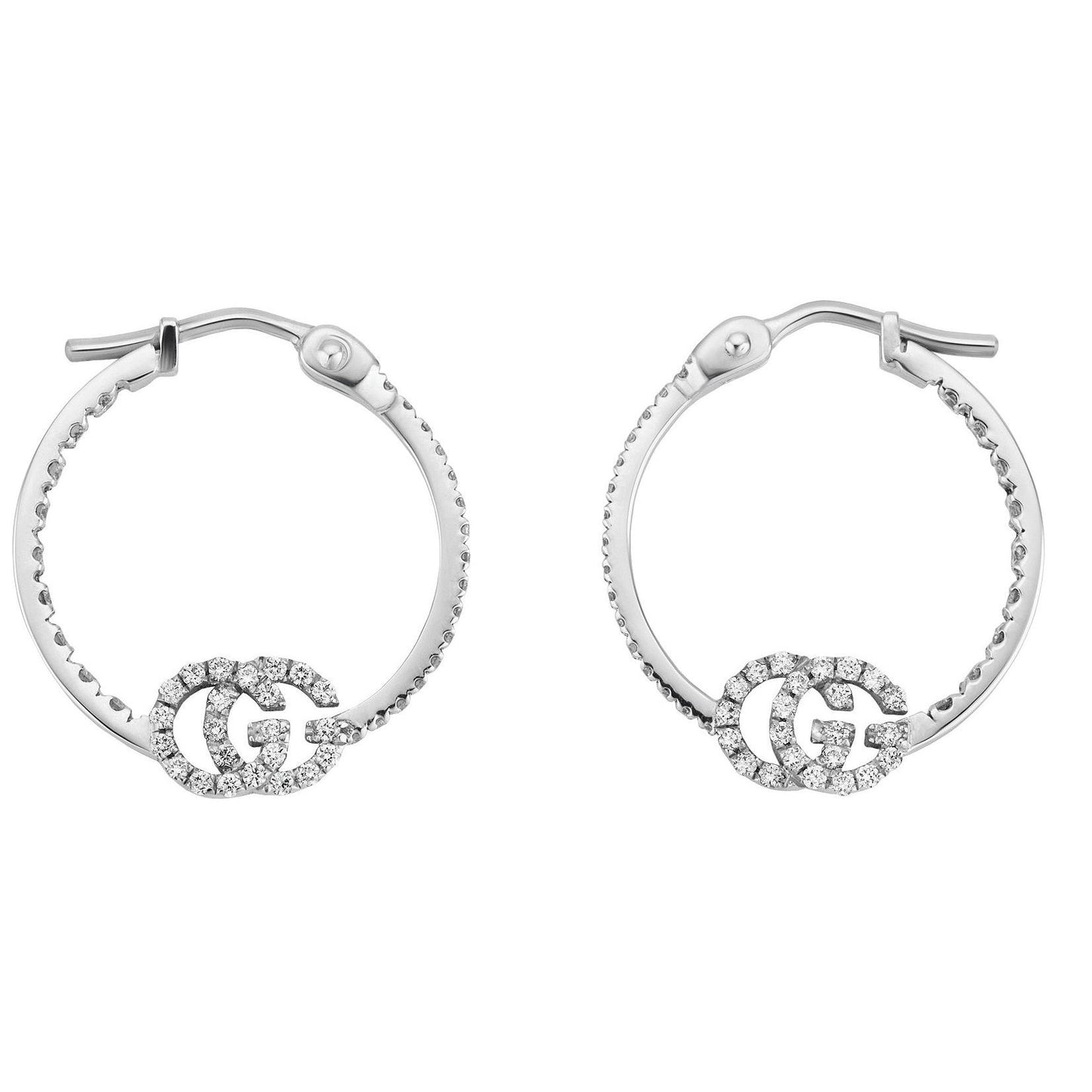 Orecchini Gucci GG Running YBD581982001 oro bianco e diamanti