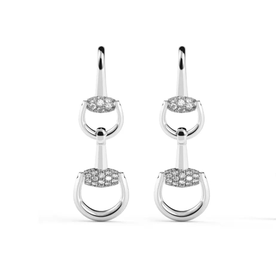 Orecchini Gucci Horsebit YBD837633001 pendenti oro bianco e diamanti