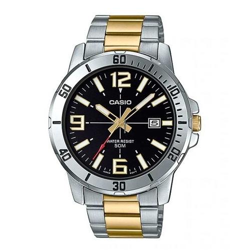 Casio MTP-VT01G-5BUDF – Orologio Da Uomo In Acciaio Inossidabile Con Quadrante Oro E Bracciale