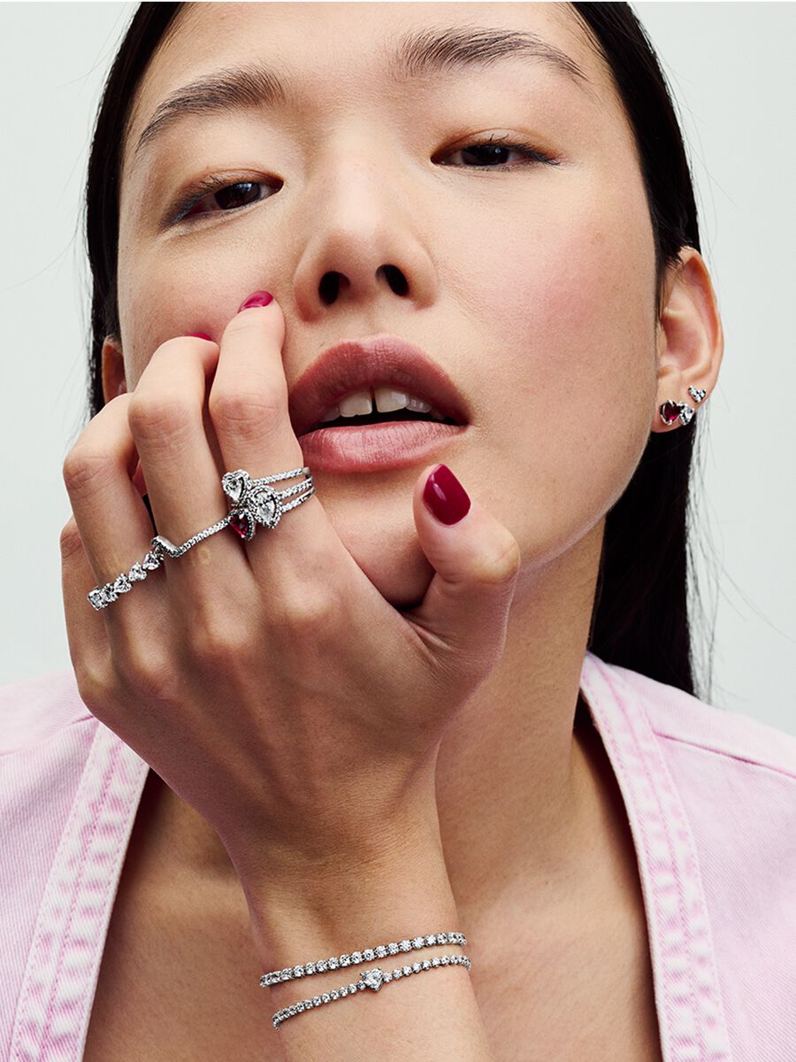 Pandora Red Heart Tennis Bracelet 590041C02