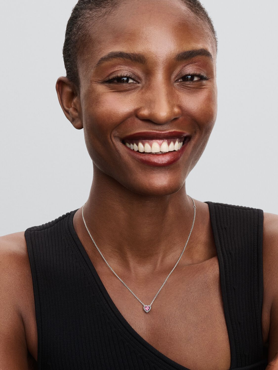 Pandora Pink Embossed Heart Necklace 398425C02-45