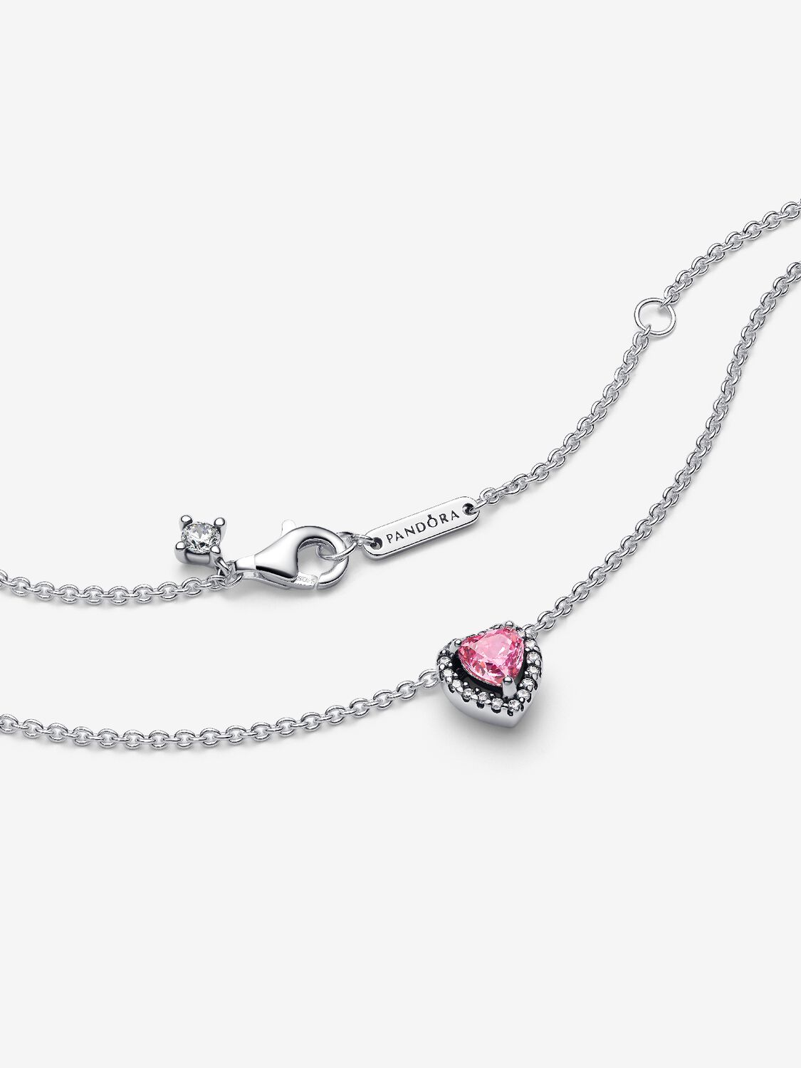 Pandora Pink Embossed Heart Necklace 398425C02-45