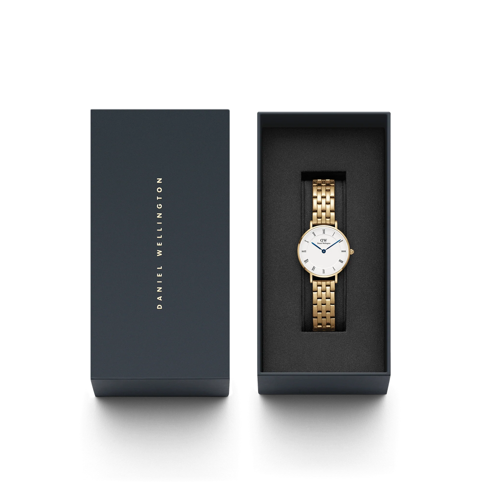 
                  
                    Daniel Wellington Petite Roman Numerals 5-Link Gold Watch
                  
                
